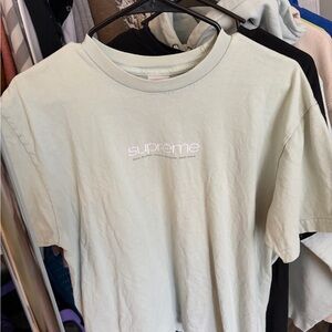 Supreme Pale Aqua Tee with White Logo